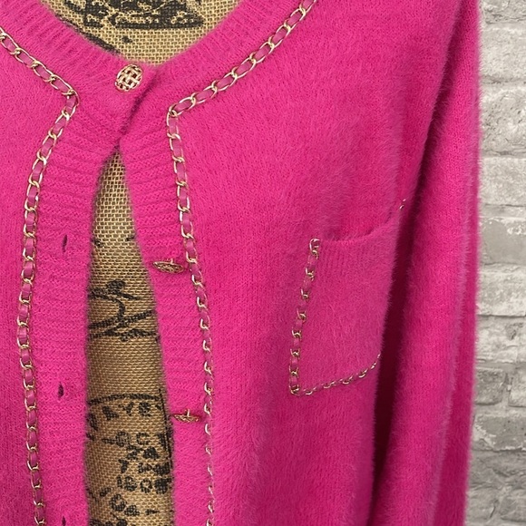 Nanette Lepore Pink Fuzzy Cardigan - Picture 2 of 6